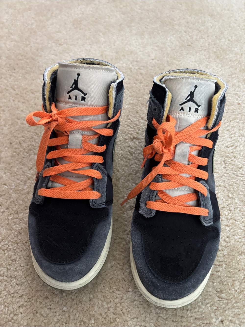 Jordan Kids High-Top Sneakers in Black, Gray & Orange